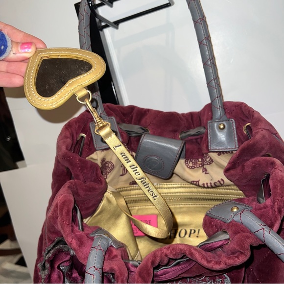 Maroon Juicy Couture Purse Vintage Y2K Tote Bag Handbag Quilted Preloved - Picture 7 of 12